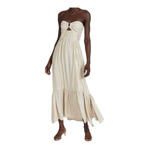 LSPACE Long Melody Dress Cream Metallic Stipes NWT Medium